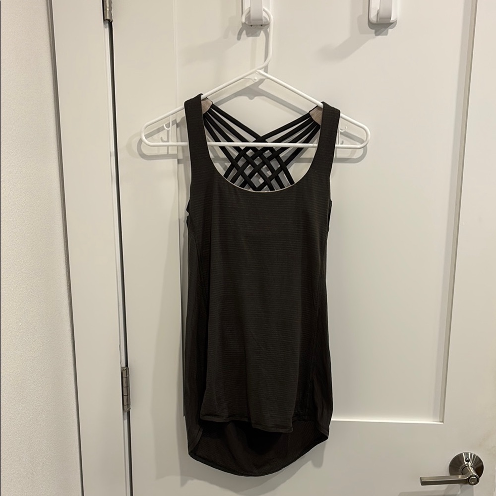 Lululemon Athletica Army Green Backless Tank Top